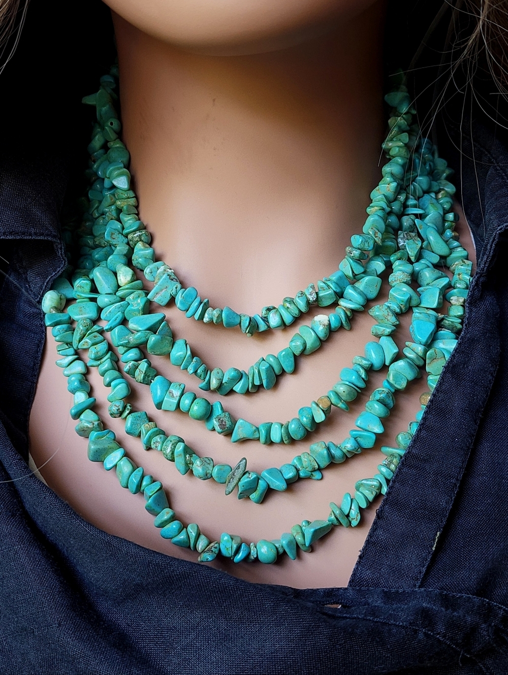 Antique Necklace Genuine Turquoise Stones